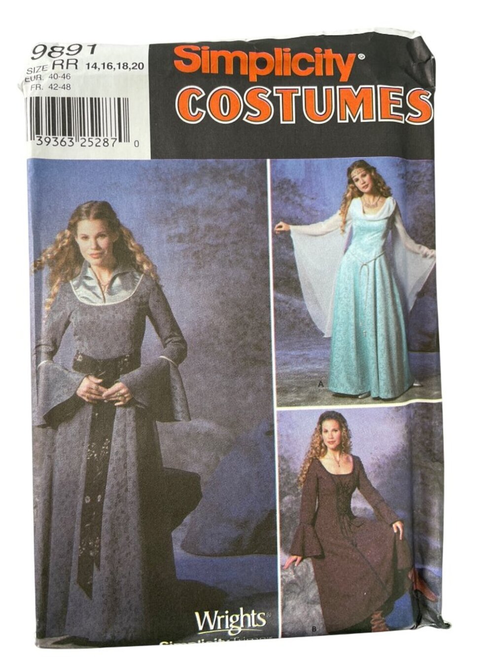 Simplicity 9891 Sewing Pattern Size 14-20 Misses Costumes Medieval Fantasy UNCUT